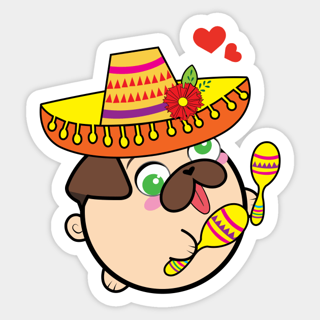 Doopy the Pug Puppy - Day of the Dead Sticker by Poopy_And_Doopy